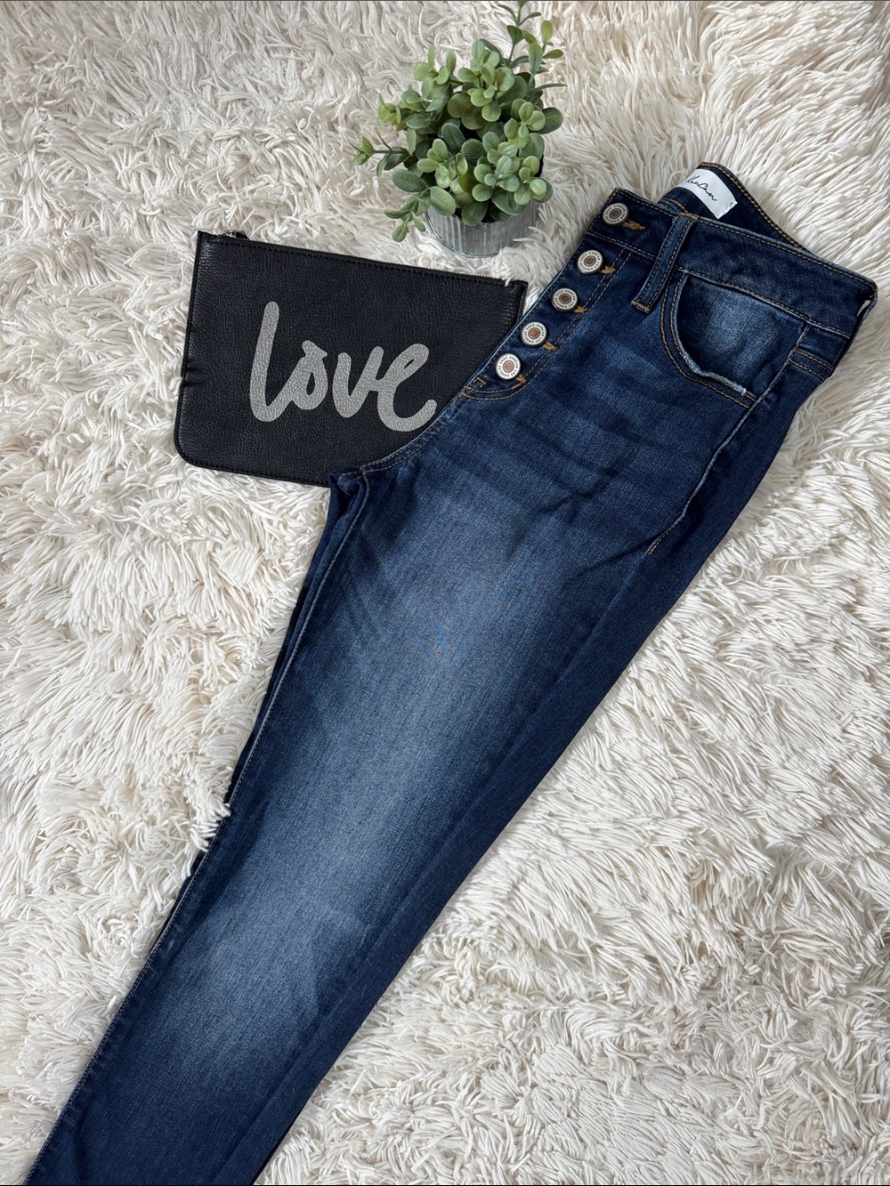 KanCan High-Rise Button-Fly Skinny Jeans 💗 Dark Blue - Picture 2 of 13